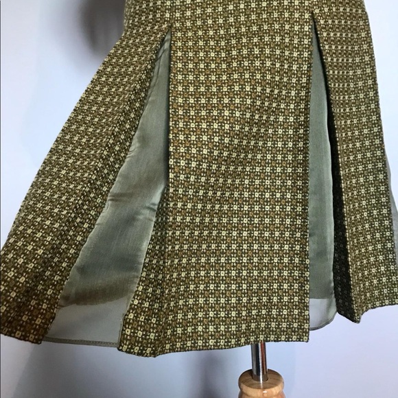 Vintage Tristan & Iseut pleated olive wool skirt - Picture 3 of 8